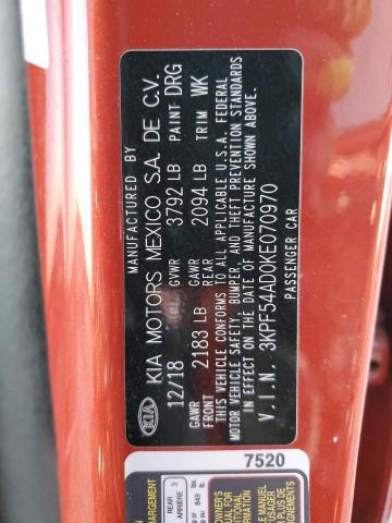 3KPF54AD0KE070970 - 2019 KIA FORTE EX ORANGE photo 13