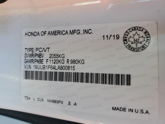 19UUB1F64LA800815 - 2020 ACURA TLX TECHNOLOGY 白色 照片 12