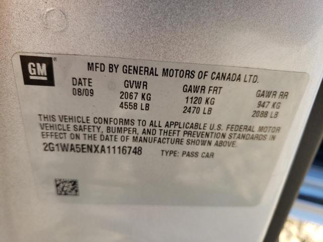 2G1WA5ENXA1116748 - 2010 CHEVROLET IMPALA LS SILVER photo 12