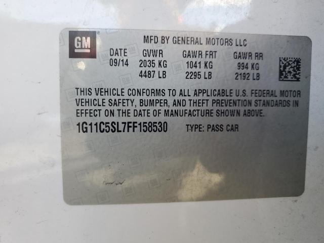 1G11C5SL7FF158530 - 2015 CHEVROLET MALIBU 1LT 白色 照片 12
