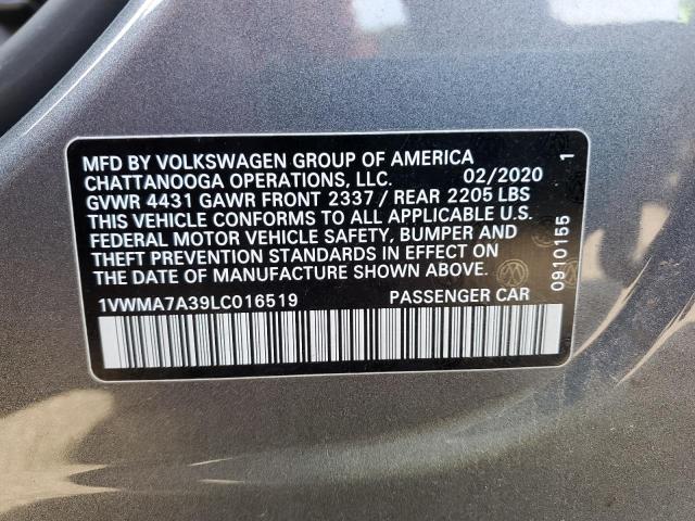 1VWMA7A39LC016519 - 2020 VOLKSWAGEN PASSAT R-LINE Grau Foto 13