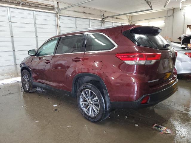 5TDKZRFH4KS370030 - 2019 TOYOTA HIGHLANDER SE MAROON photo 2