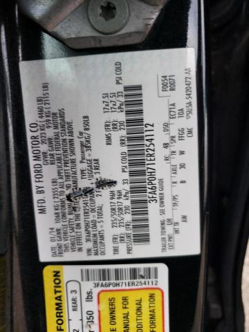 3FA6P0H71ER254112 - 2014 FORD FUSION SE BLACK photo 12