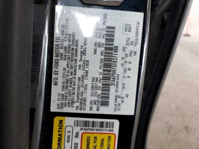 3FA6P0H7XER271488 - 2014 FORD FUSION SE BLACK photo 12