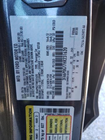 3FA6P0G77HR231620 - 2017 FORD FUSION S GRAY photo 12