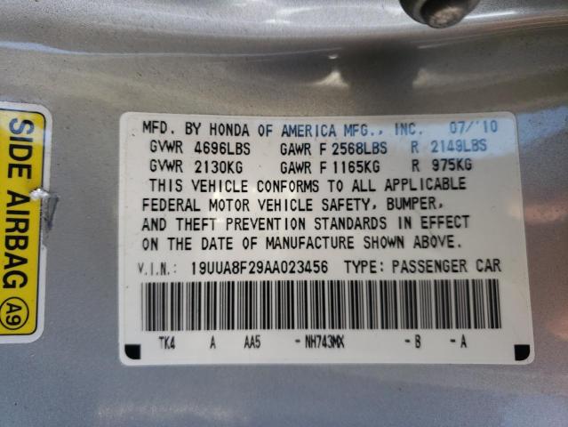 19UUA8F29AA023456 - 2010 ACURA TL SILVER photo 12