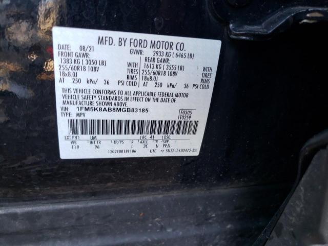 1FM5K8AB8MGB83185 - 2021 FORD EXPLORER POLICE INTERCEPTOR 黑色 照片 13