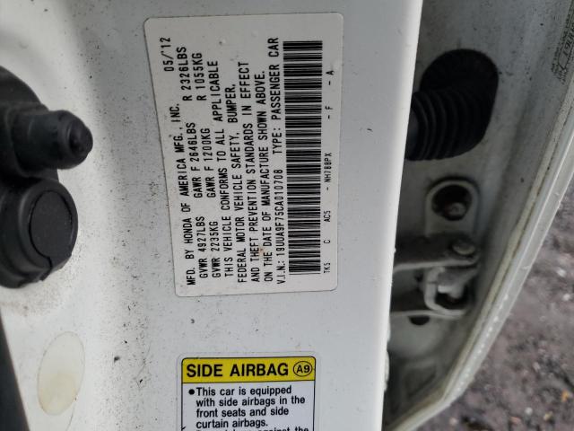 19UUA9F75CA010708 - 2012 ACURA TL WHITE photo 13