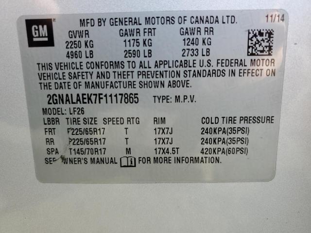 2GNALAEK7F1117865 - 2015 CHEVROLET EQUINOX LS GRAY photo 12