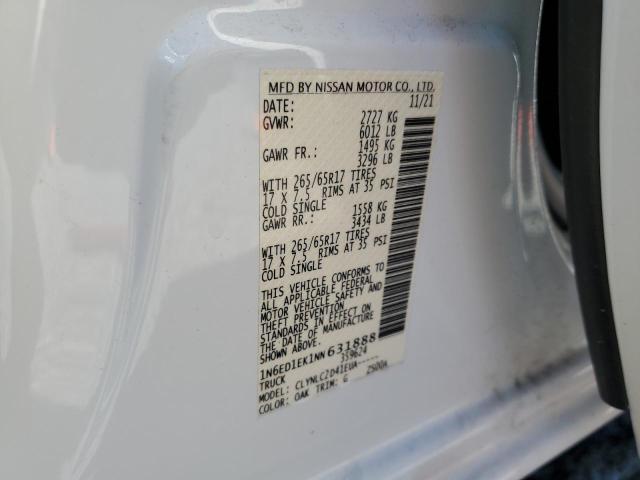 1N6ED1EK1NN631888 - 2022 NISSAN FRONTIER S WHITE photo 12