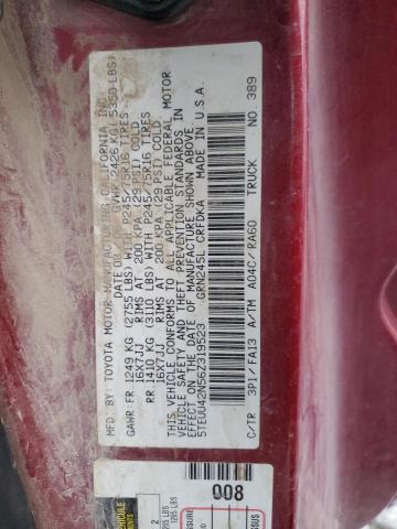 5TEUU42N56Z319523 - 2006 TOYOTA TACOMA ACCESS CAB წითელი ფოტო 12