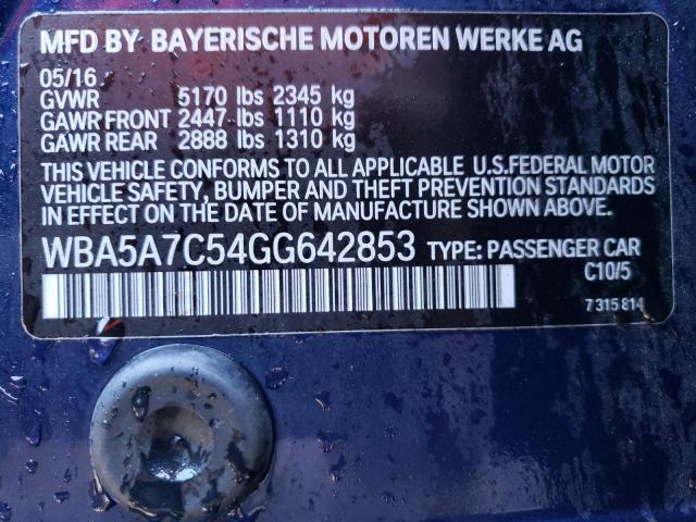 WBA5A7C54GG642853 - 2016 BMW 528 XI BLUE photo 12