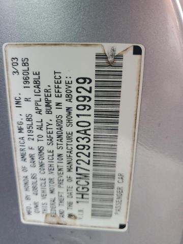 1HGCM72293A019929 - 2003 HONDA ACCORD LX SILVER photo 12