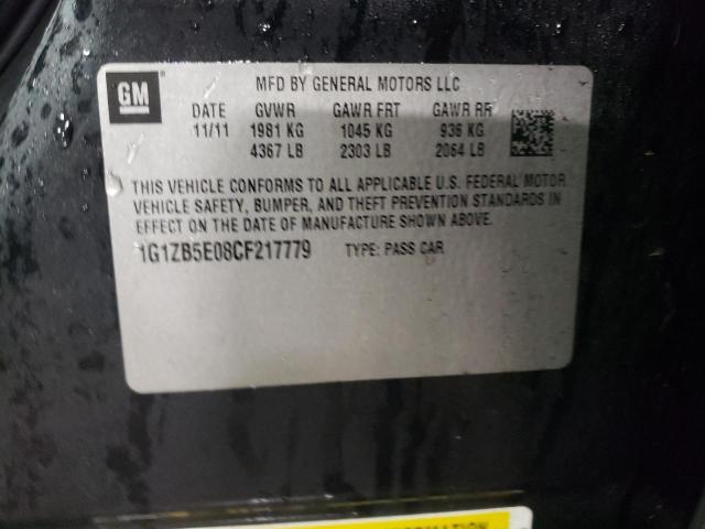 1G1ZB5E08CF217779 - 2012 CHEVROLET MALIBU LS BLACK photo 12