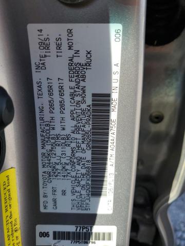 5TFJU4GN3FX066818 - 2015 TOYOTA TACOMA DOUBLE CAB PRERUNNER SILVER photo 12