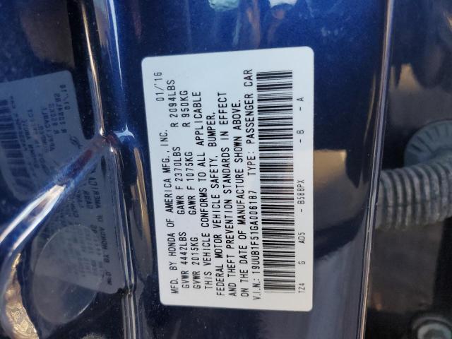 19UUB1F51GA006187 - 2016 ACURA TLX TECH BLUE photo 13