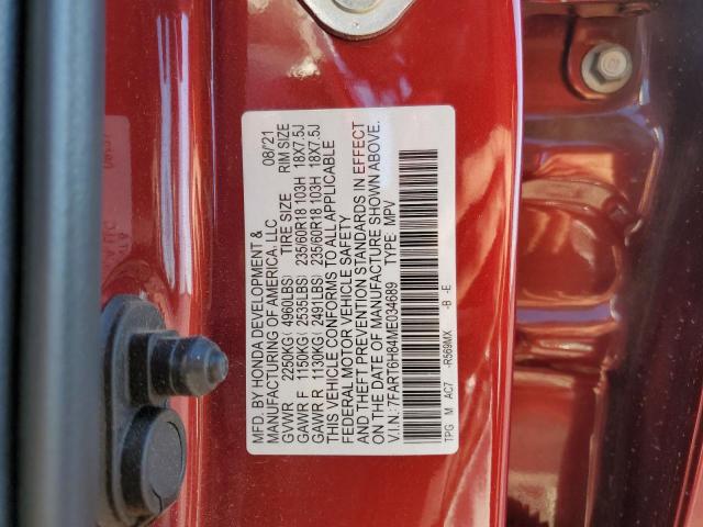 7FART6H84ME034689 - 2021 HONDA CR-V EXL RED photo 14