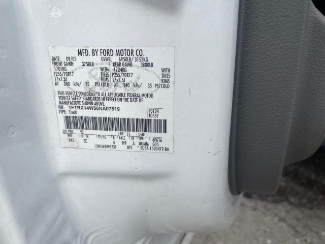 1FTRX14W56NA07819 - 2006 FORD F150 WHITE photo 10