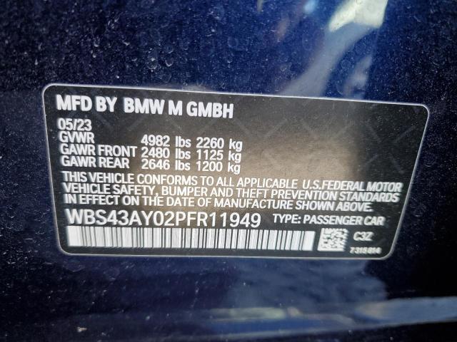 WBS43AY02PFR11949 - 2023 BMW M3 COMPETITION ლურჯი ფოტო 12