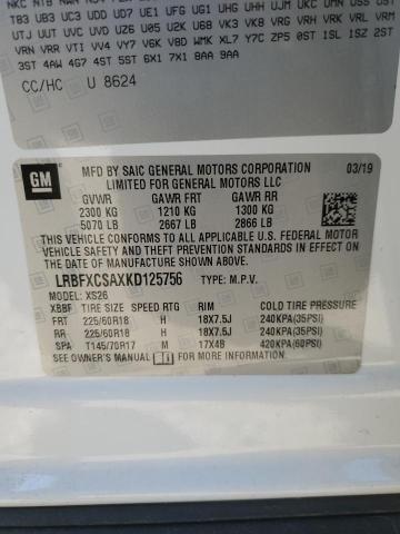 LRBFXCSAXKD125756 - 2019 BUICK ENVISION ESSENCE თეთრი ფოტო 13