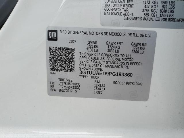 3GTUUAED9PG193360 - 2023 GMC SIERRA K1500 WHITE photo 12