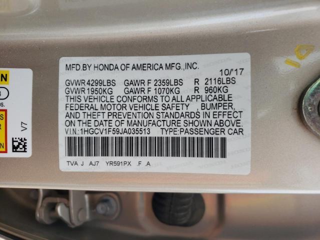 1HGCV1F59JA035513 - 2018 HONDA ACCORD EXL GOLD photo 12