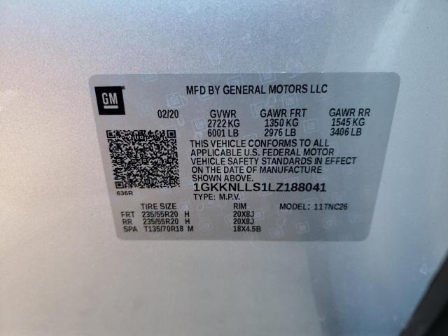 1GKKNLLS1LZ188041 - 2020 GMC ACADIA AT4 SILVER photo 12