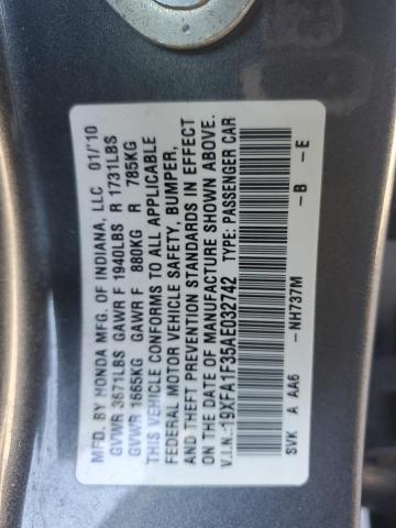 19XFA1F35AE032742 - 2010 HONDA CIVIC VP CHARCOAL photo 12