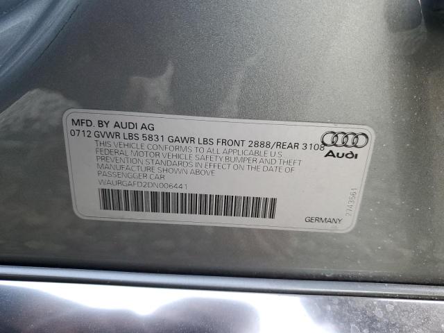 WAURGAFD2DN006441 - 2013 AUDI A8 L QUATTRO GRAY photo 12