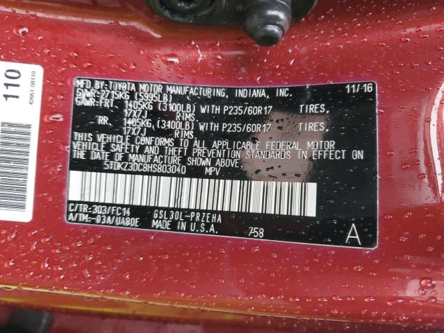 5TDKZ3DC8HS803040 - 2017 TOYOTA SIENNA LE RED photo 13