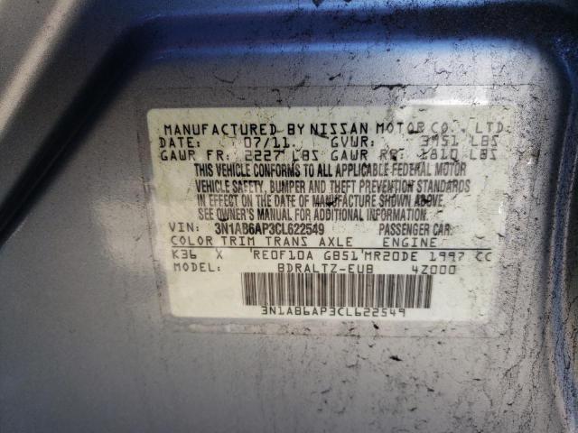 3N1AB6AP3CL622549 - 2012 NISSAN SENTRA 2.0 SILVER photo 13