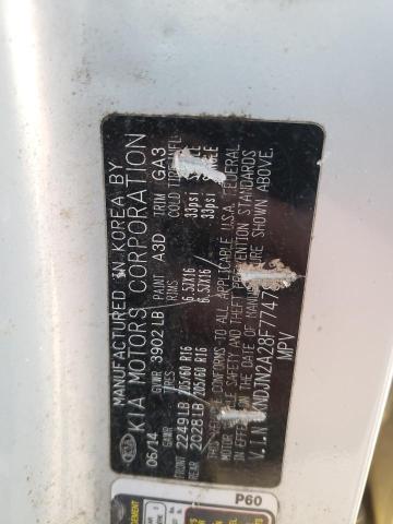 KNDJN2A28F7747850 - 2015 KIA SOUL SILVER photo 12