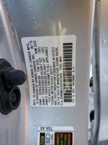 2HKRM4H46GH670904 - 2016 HONDA CR-V SE SILVER photo 12