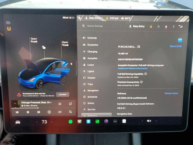 5YJ3E1EA4PF612106 - 2023 TESLA MODEL 3 BLUE photo 9