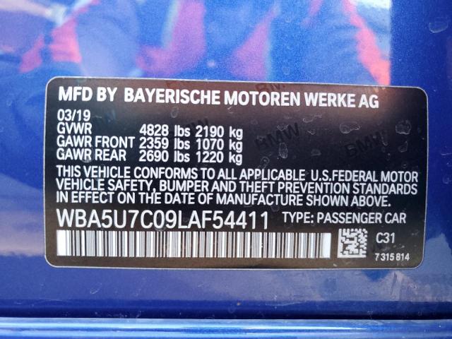 WBA5U7C09LAF54411 - 2020 BMW M340I BLUE photo 12