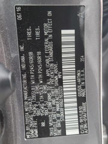 5TDKKRFH9GS163323 - 2016 TOYOTA HIGHLANDER XLE GRAY photo 13