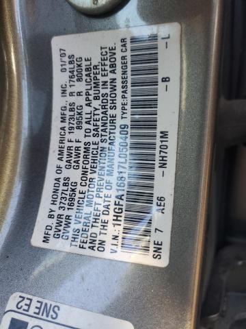 1HGFA16817L050409 - 2007 HONDA CIVIC EX GRAY photo 12