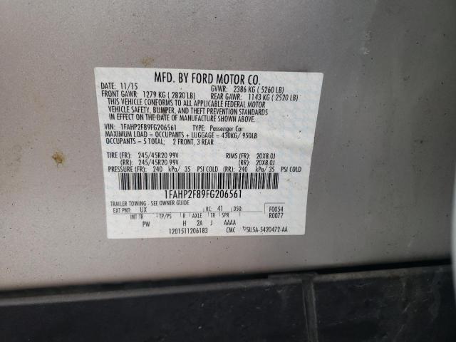 1FAHP2F89FG206561 - 2015 FORD TAURUS LIMITED SILVER photo 12