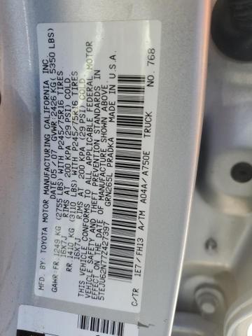 5TEJU62N77Z427397 - 2007 TOYOTA TACOMA DOUBLE CAB PRERUNNER SILVER photo 12