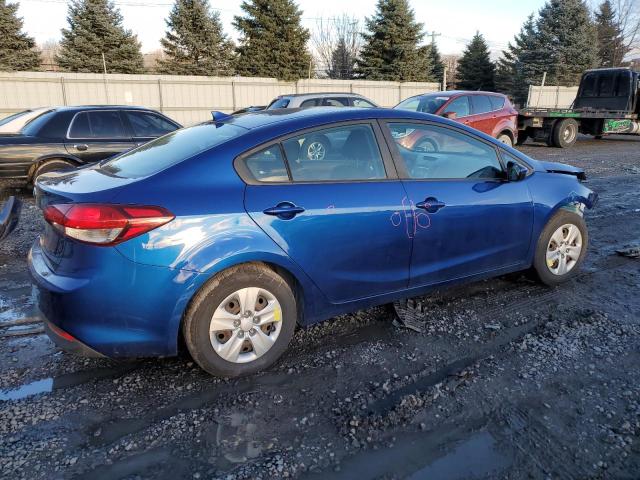 3KPFK4A70JE259085 - 2018 KIA FORTE LX BLUE photo 3