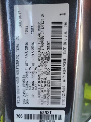 5TFRX5GNXHX102927 - 2017 TOYOTA TACOMA ACCESS CAB ნაცრისფერი ფოტო 12