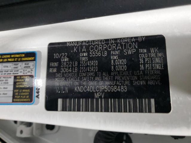 KNDC4DLC1P5098483 - 2023 KIA EV6 GT LINE WHITE photo 12