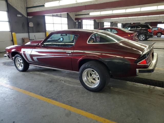 1Q87H5N519591 - 1975 CHEVROLET CAMARO MAROON photo 2