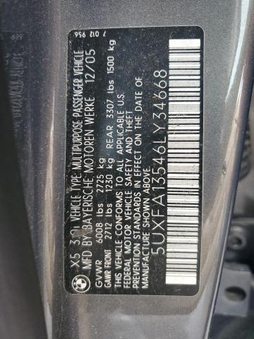 5UXFA13546LY34668 - 2006 BMW X5 3.0I SILVER photo 13