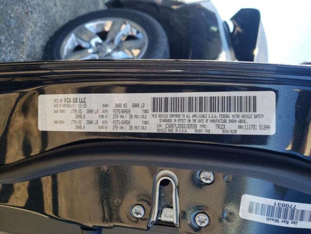 1C6RR7LG5GS193539 - 2016 RAM 1500 SLT BLACK photo 12