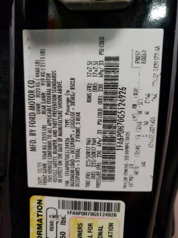 1FA6P0H70G5124926 - 2016 FORD FUSION SE BLACK photo 12