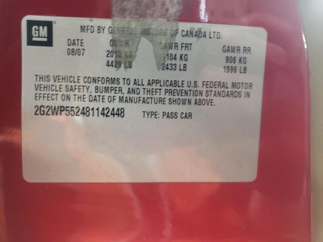 2G2WP552481142448 - 2008 PONTIAC GRAND PRIX RED photo 13