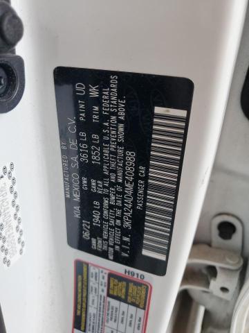 3KPA24AD4ME408988 - 2021 KIA RIO LX WHITE photo 12