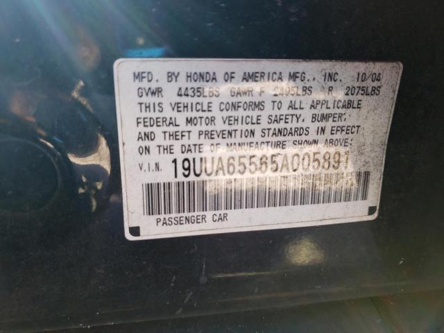 19UUA65565A005891 - 2005 ACURA TL BLACK photo 12