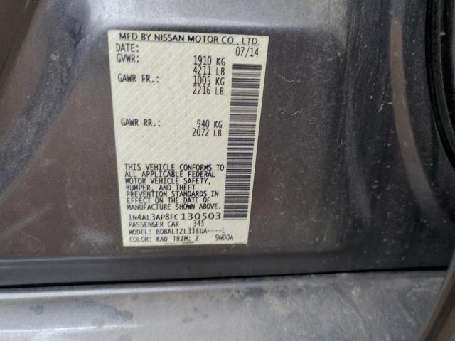 1N4AL3AP8FC130503 - 2015 NISSAN ALTIMA 2.5 GRAY photo 12